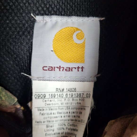 Vintage Carhartt Camoflauge Jacket Coat Men's Medium Realtree Hooded Hunting - Picture 5 of 10